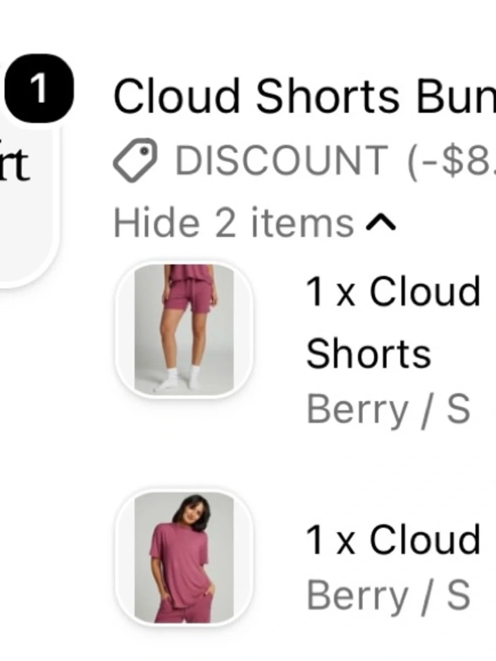 Comfrt Berry Cloud Collection shorts and tee set NWT in package